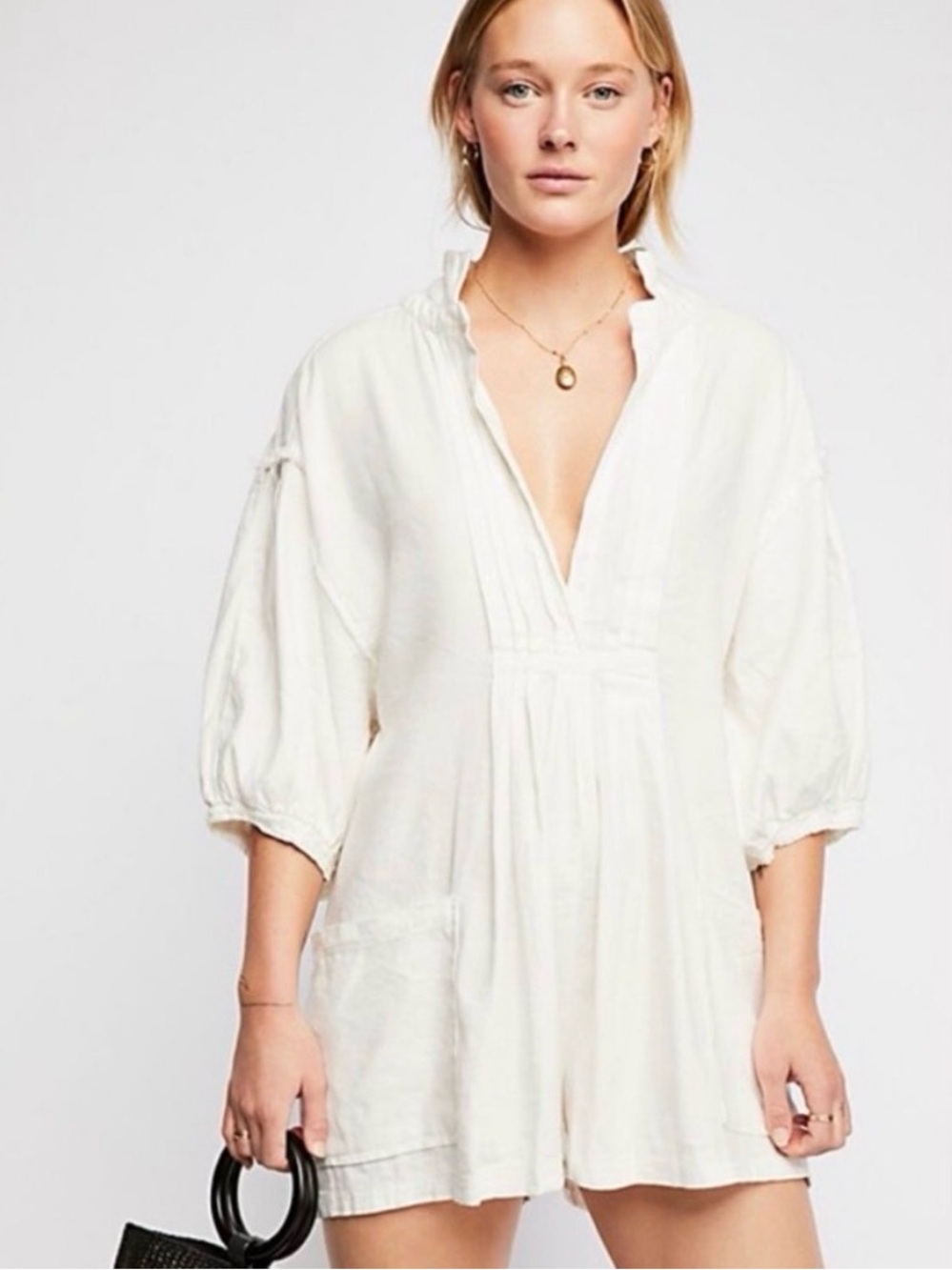 Free People Linen Tomboy Romper XS/S